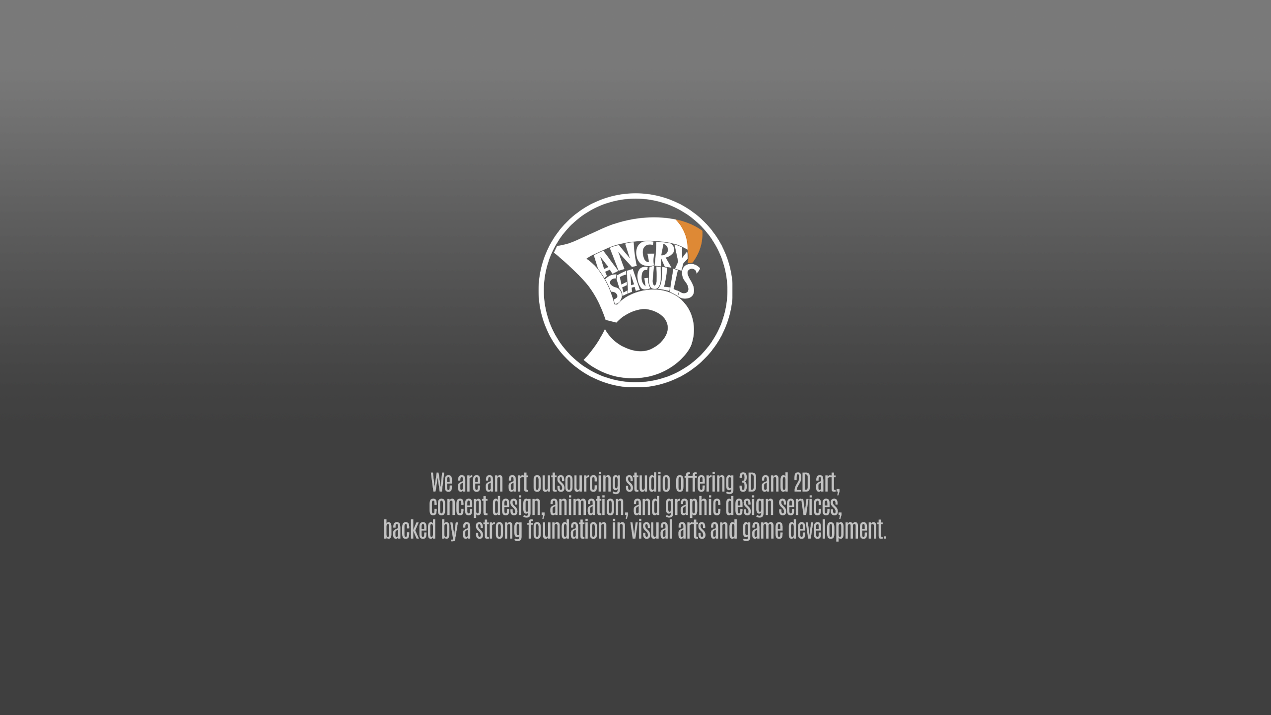 5 Angry Seagulls landing page. We are an art outsourcing studio offering 3D and 2D art, concept design, animation, and graphic design services.